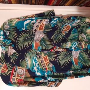 Reyn Spooner Hawaiian Shirt - Blue Tropical Print
